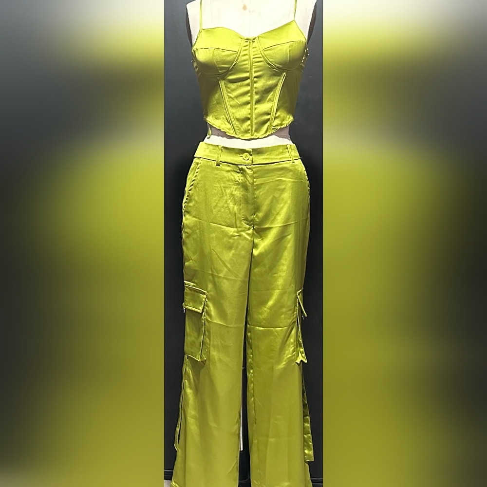 Satin Pants Corset Set